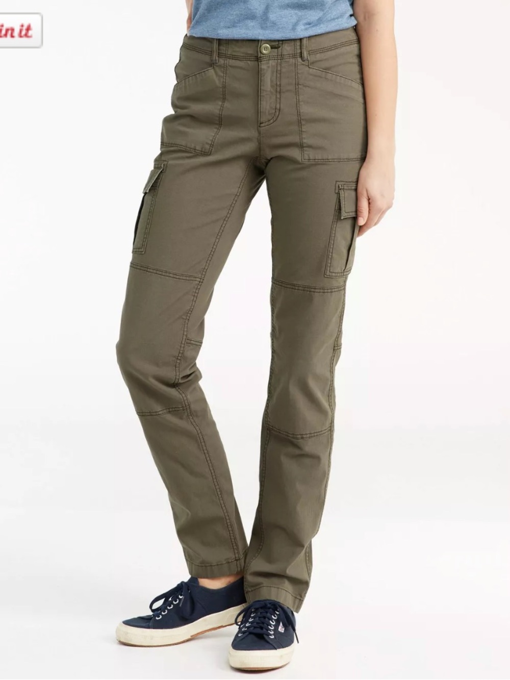 L.L. Bean Women's Canvas Cargo Pants, Mid-Rise Straight-Leg Size 12 MT Olive
